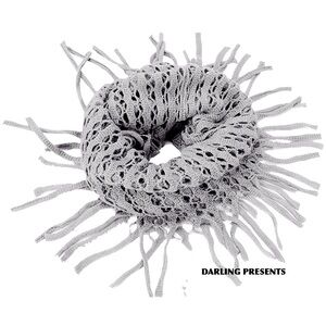 INFINITY FISHNET FRINGE SCARF WOMEN COLOR GRAY